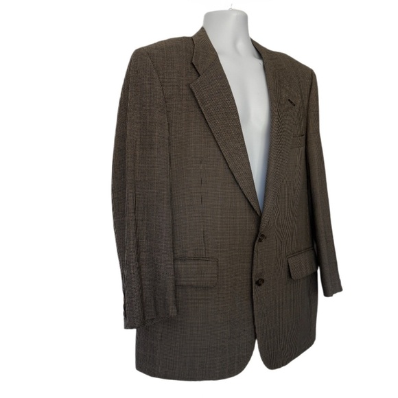 Vintage Burberry’s Men’s Wool Sport Coat Jacket 40R–42R Brown Houndstooth Check - Picture 4 of 15